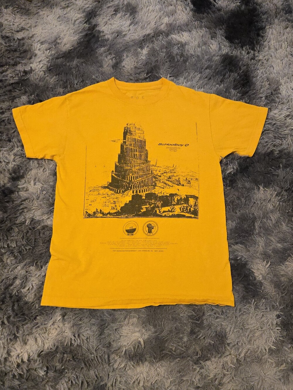 ScHoolboy Q TDE CrasH Talk Album Promo Graphic T-Shirt Yellow Men's Size Medium